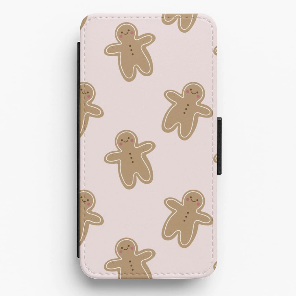 Gingerbread Men Christmas Pattern Flip / Wallet Phone Case Gloss Finish