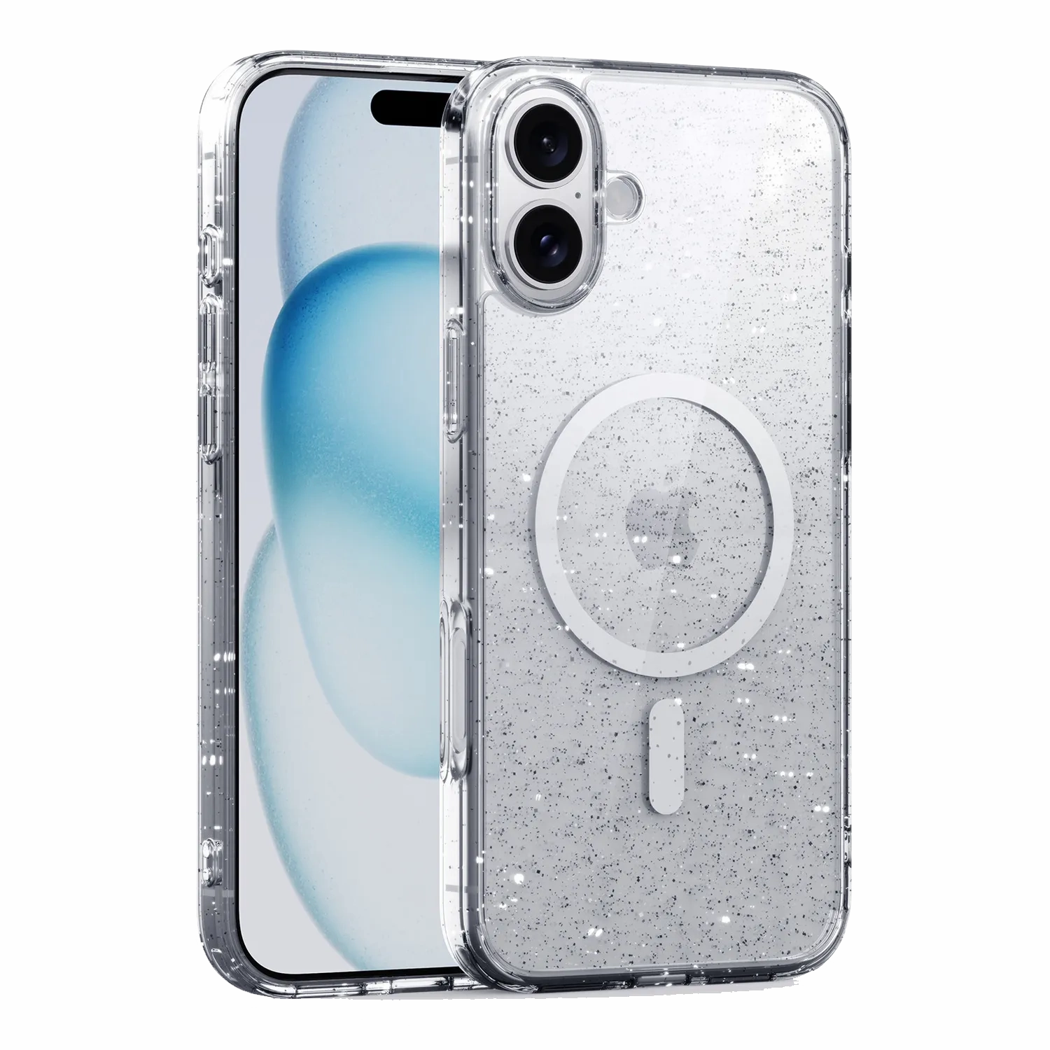 Glitter iPhone 16 Plus Case with MagSafe Minimal Look Soft Edging
