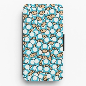 Mushroom Pattern - Light Blue Flip / Wallet Phone Case Trendy Finish