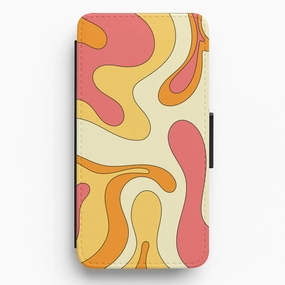 Practical Look Carbon Fiber Pastel Waves Abstract Pattern Flip / Wallet Phone Case