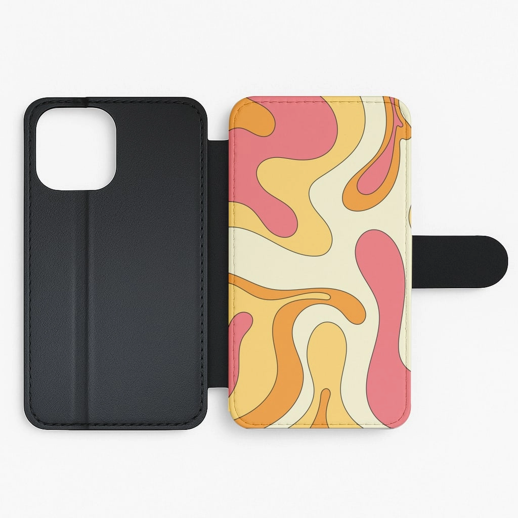 Pastel Waves Abstract Pattern Flip / Wallet Phone Case Vivid Coloration Creative Texture
