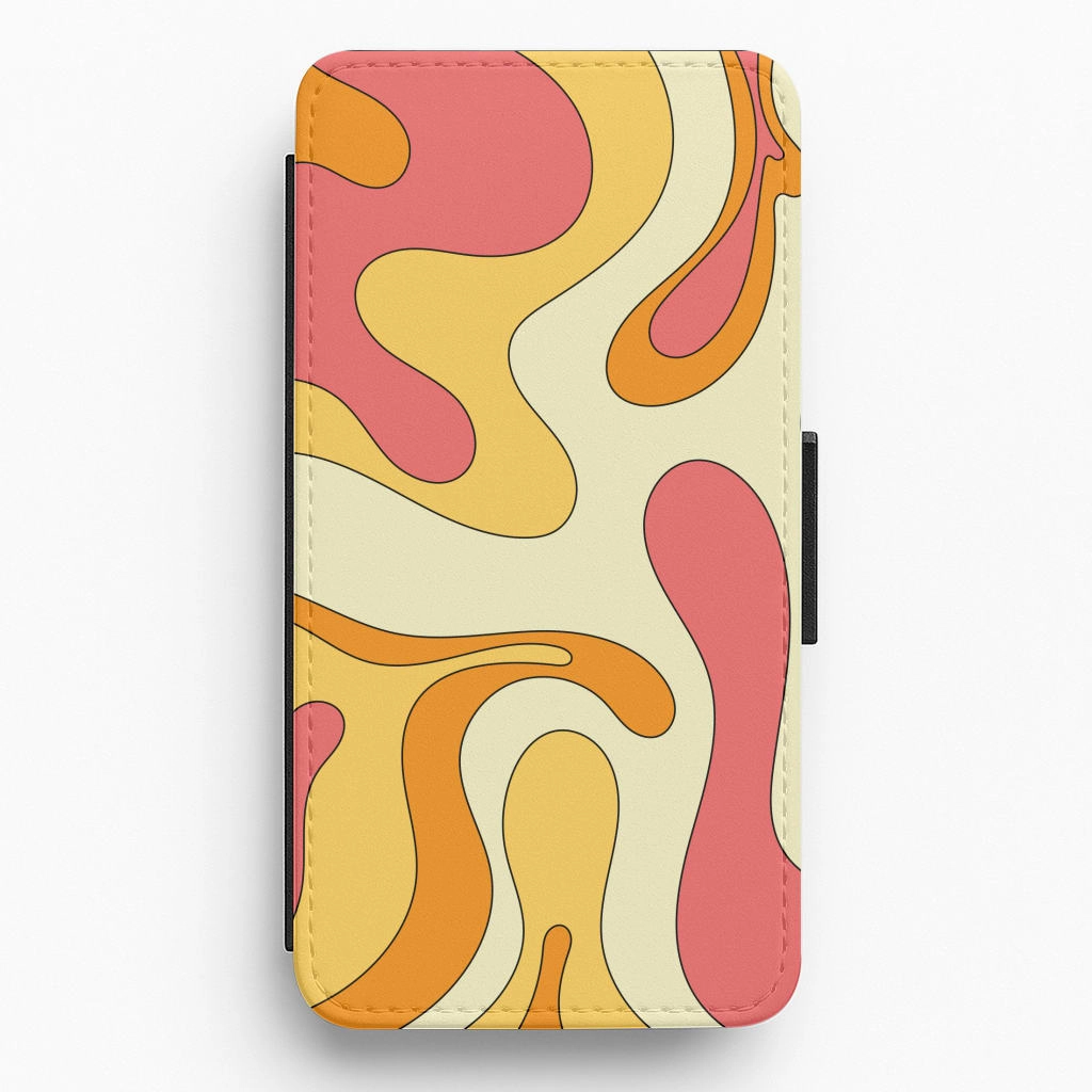 Practical Look Carbon Fiber Pastel Waves Abstract Pattern Flip / Wallet Phone Case