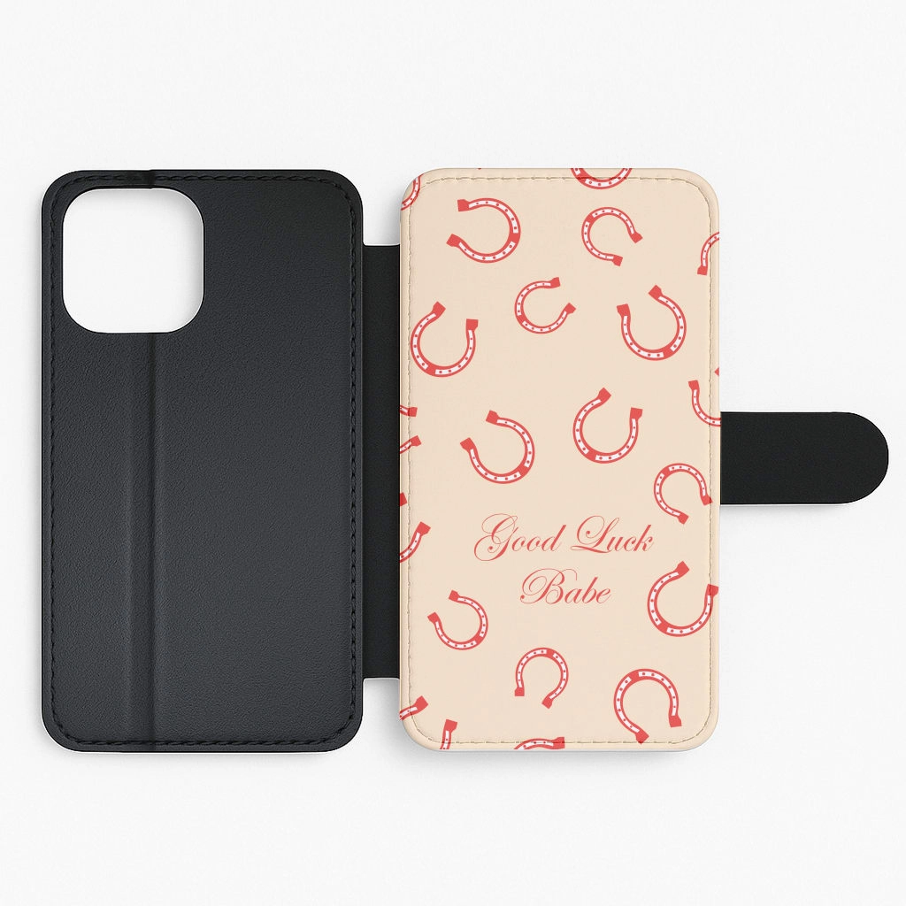 Good Luck Babe Horseshoe Flip / Wallet Phone Case Protective Frame