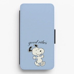 Sporty Design Good Vibes Cartoon Beagle Flip / Wallet Phone Case