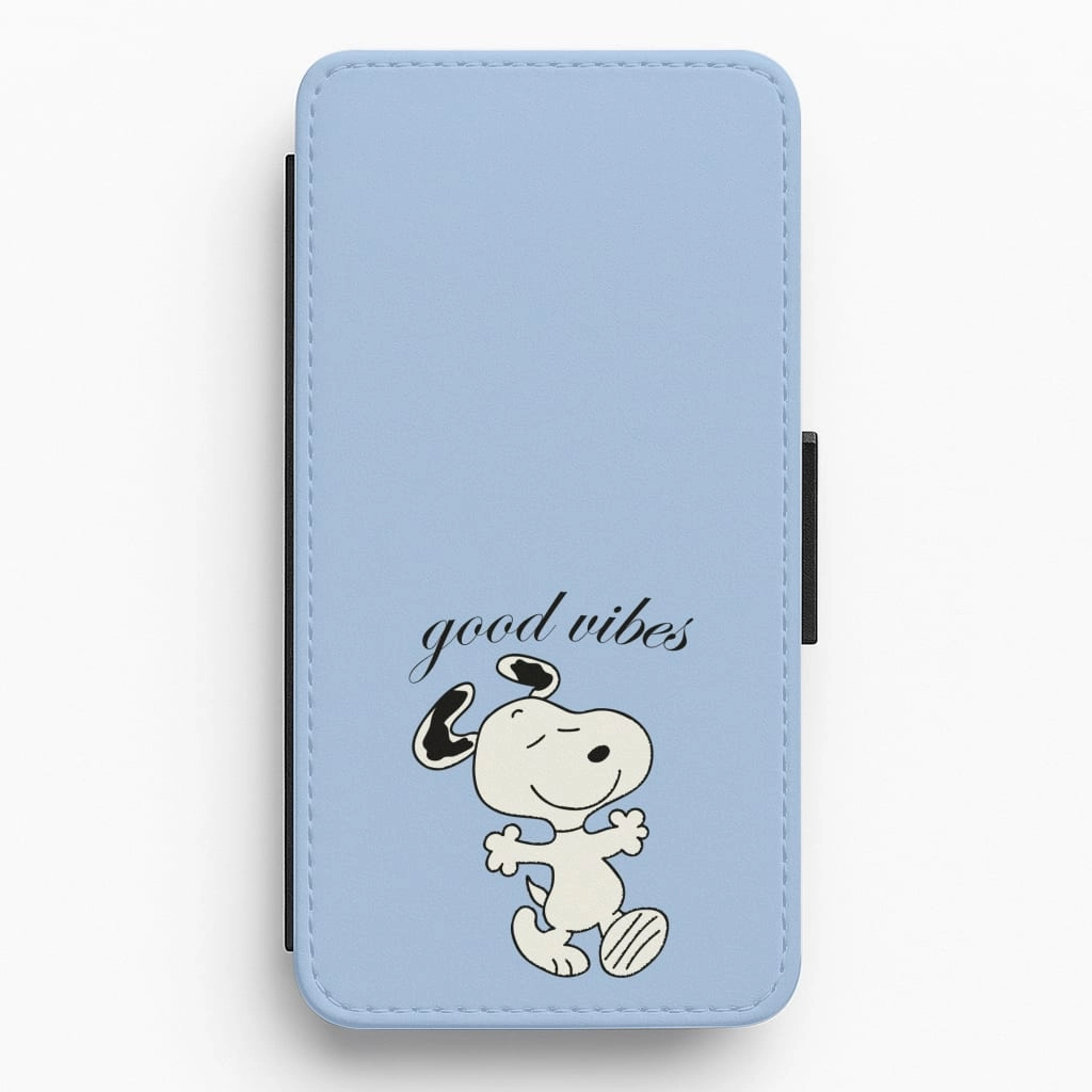 Sporty Design Good Vibes Cartoon Beagle Flip / Wallet Phone Case