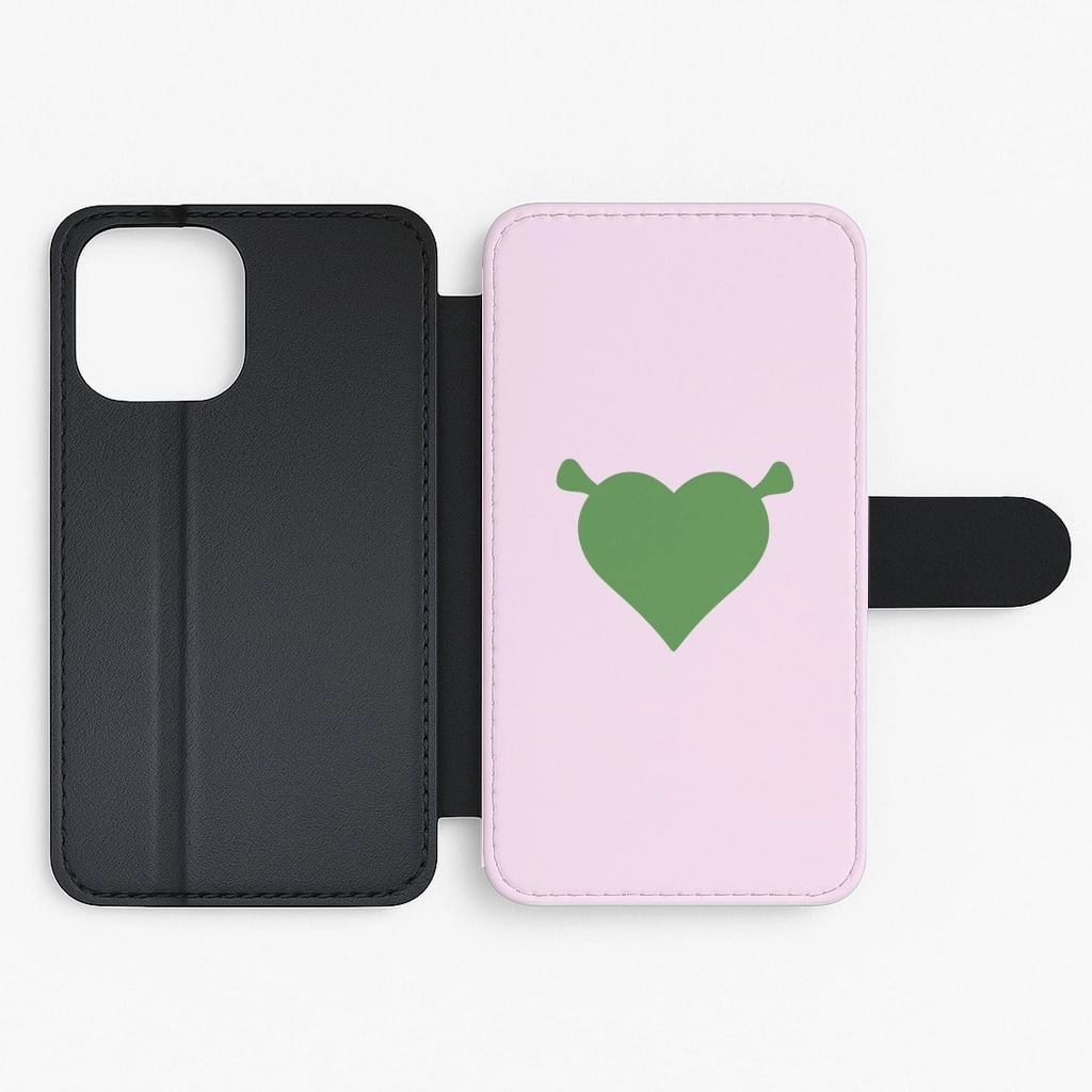 Green Ogre Heart Flip / Wallet Phone Case Matte Texture Finish
