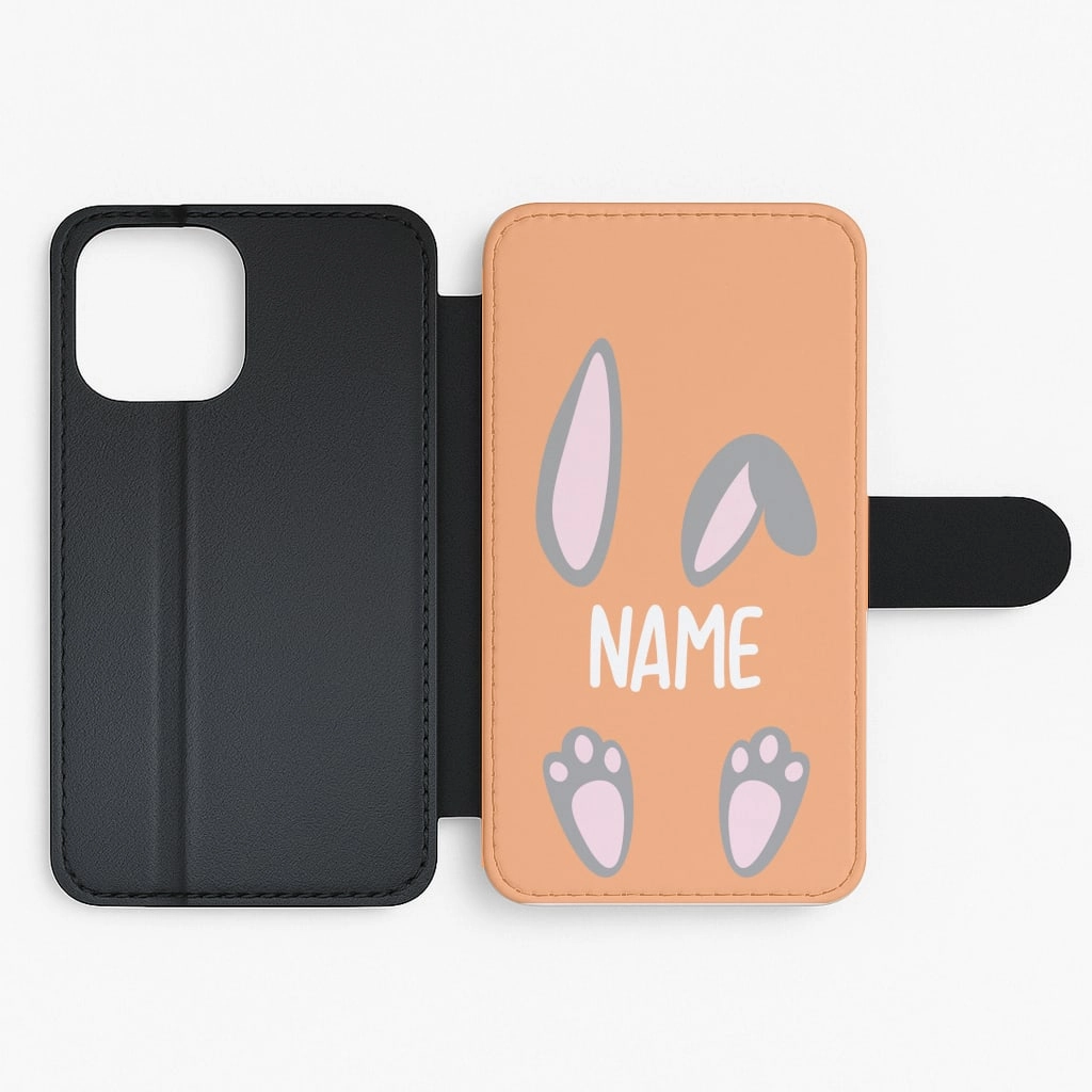 Grey Bunny Personalised Flip / Wallet Phone Case Subtle Touch