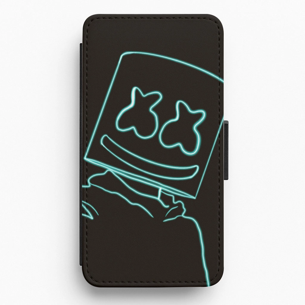 Tough Exterior Rugged Protection Black White Helmet DJ Neon Flip / Wallet Phone Case