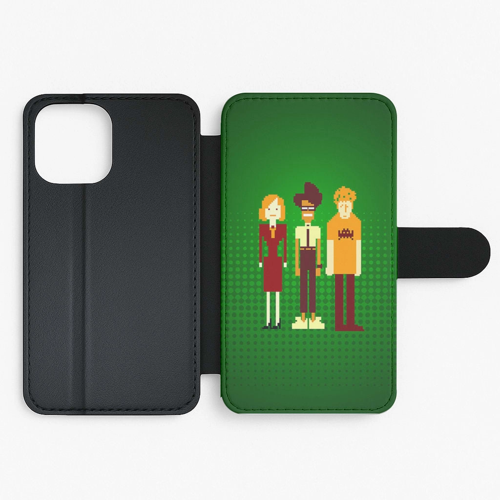 Green The IT Crowd Pixel Flip / Wallet Phone Case Matte Feel Texture Premium Texture Layer