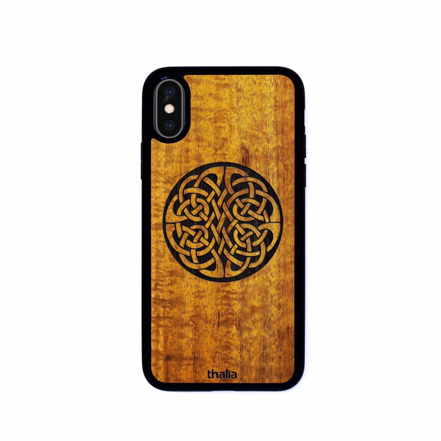 Premium Style Hawaiian Koa with Celtic Knot Engraving | iPhone Case