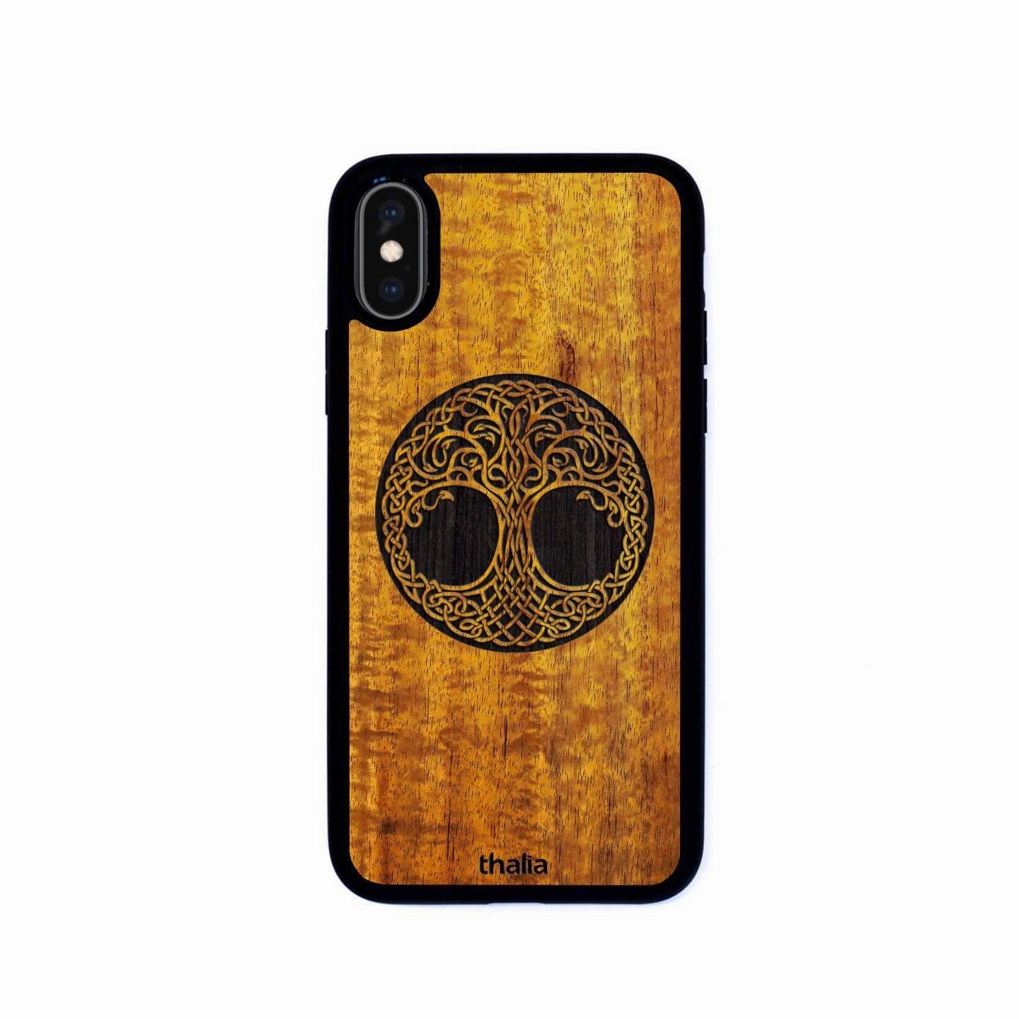 Hawaiian Koa with Tree of Life Engraving | iPhone Case Protective Structure Printed Artwork