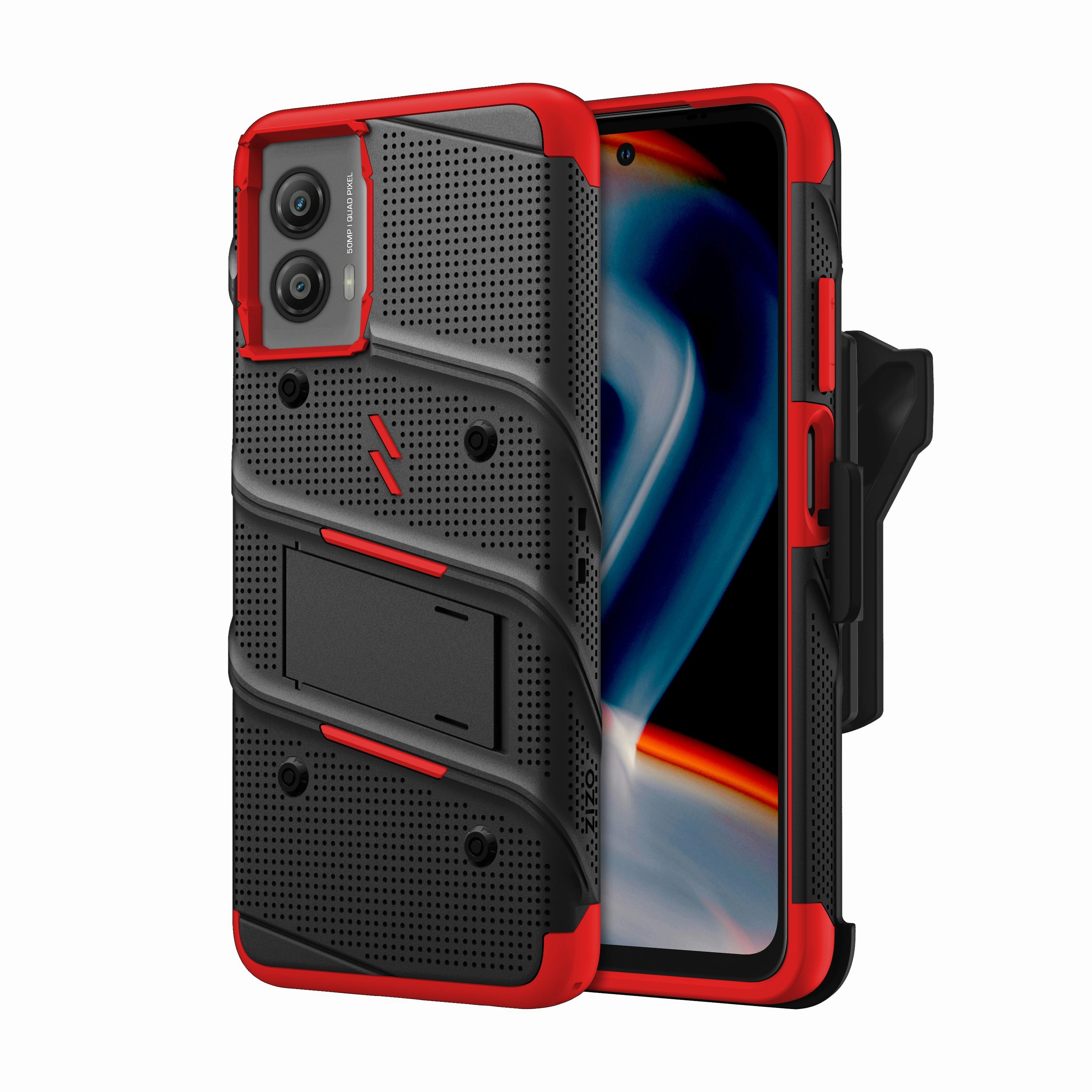 ZIZO BOLT Bundle moto g power 5G (2024) Case - Black / Red Color Finish