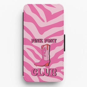Zebra Print Pink Pony Club Flip / Wallet Phone Case High Durability