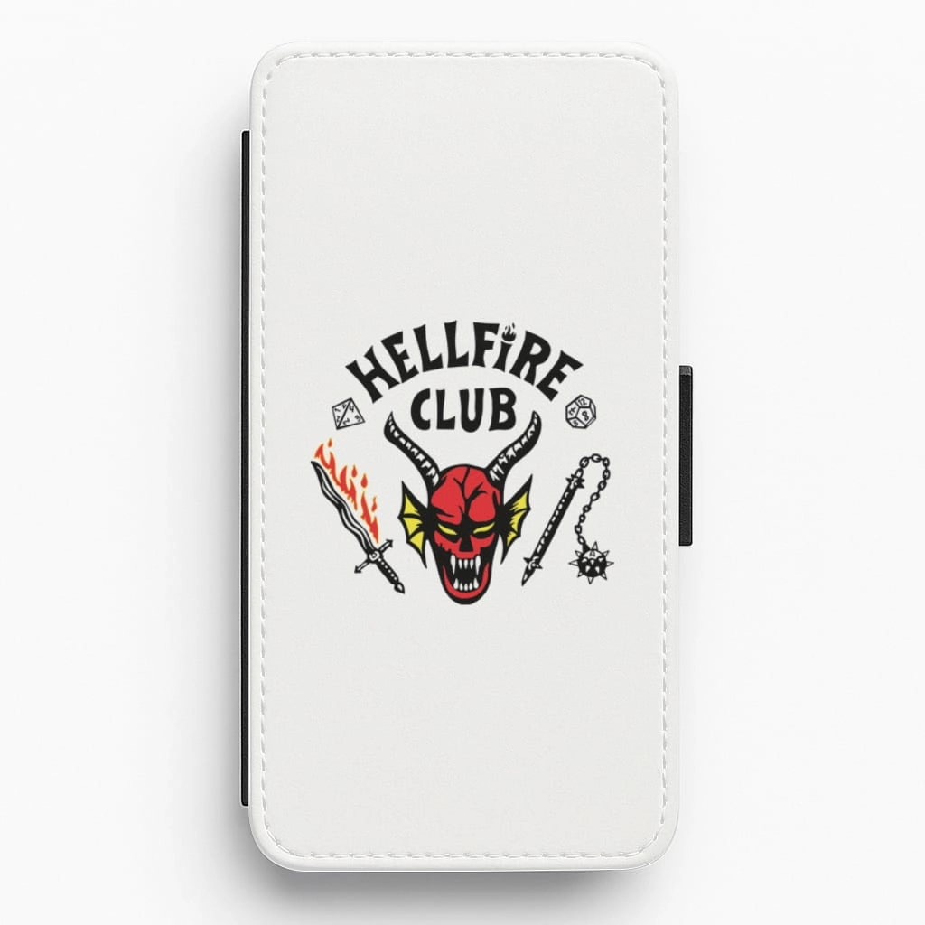 Hellfire Logo - White Flip / Wallet Phone Case Flexible Feel Durable Finish Layer