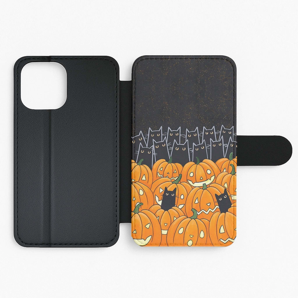 Black Cats & Lanterns - Halloween Flip / Wallet Phone Case Compact Protection Matte Shield Layer
