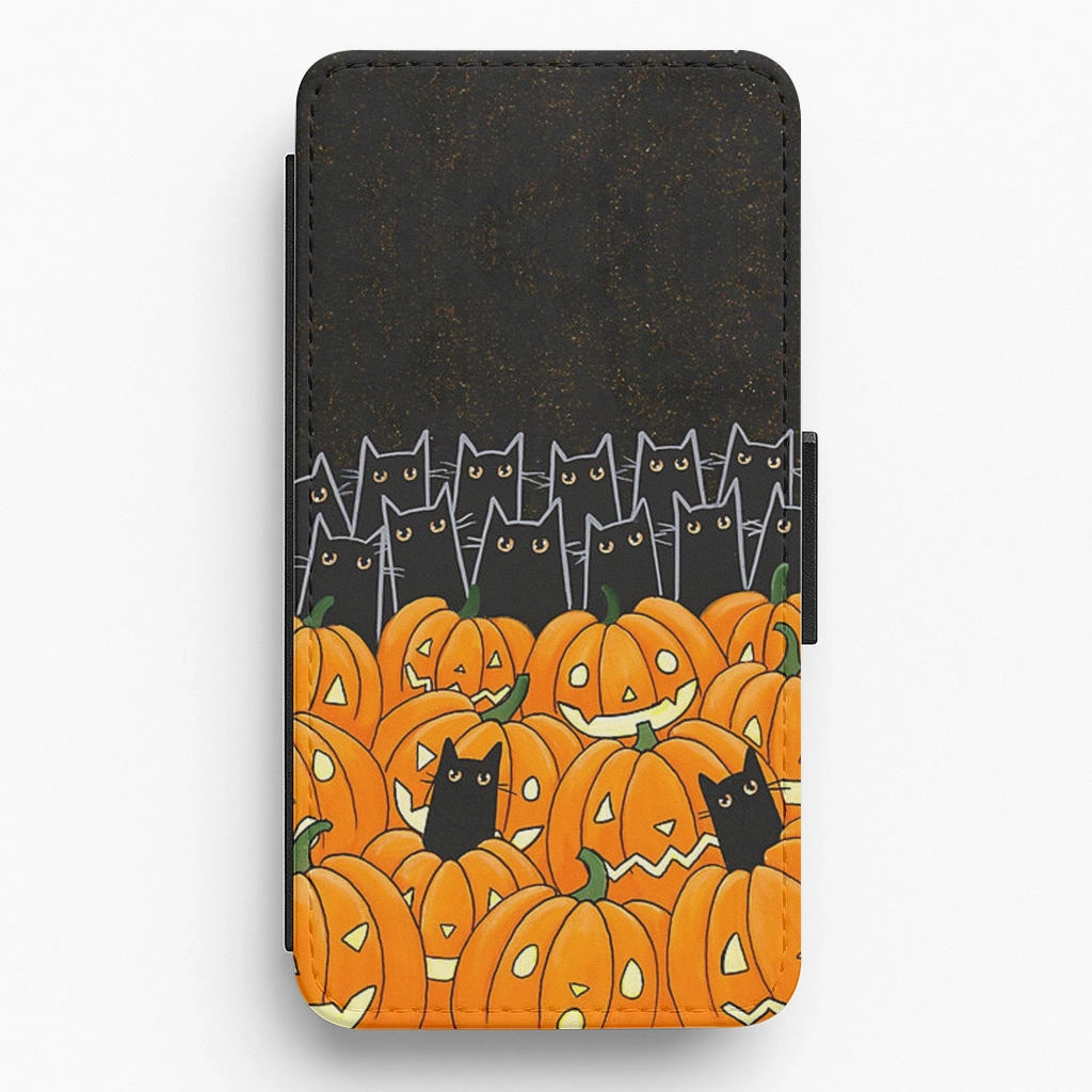 Matte Protection Black Cats & Lanterns - Halloween Flip / Wallet Phone Case