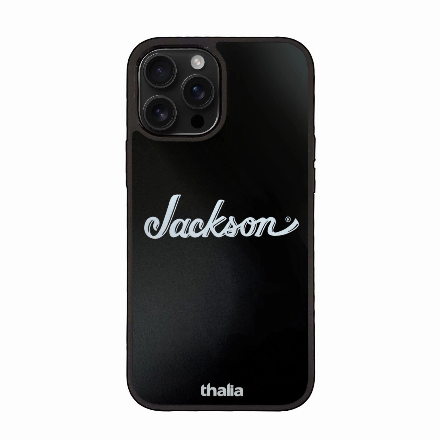 Flexible Feel Daily Durability Horizontal White Jackson Logo on Matte Black | iPhone Case
