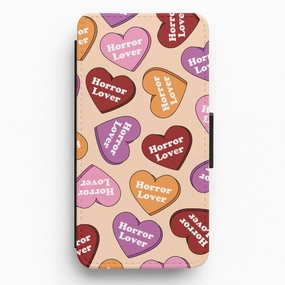 Horror Lover Hearts Pattern Flip / Wallet Phone Case Compact Texture Layer Protective Shell Design