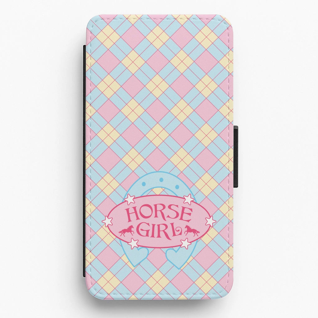 Rugged Build Texture Horse Girl - Horses Flip / Wallet Phone Case