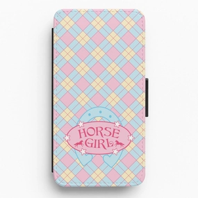 Rugged Build Texture Horse Girl - Horses Flip / Wallet Phone Case