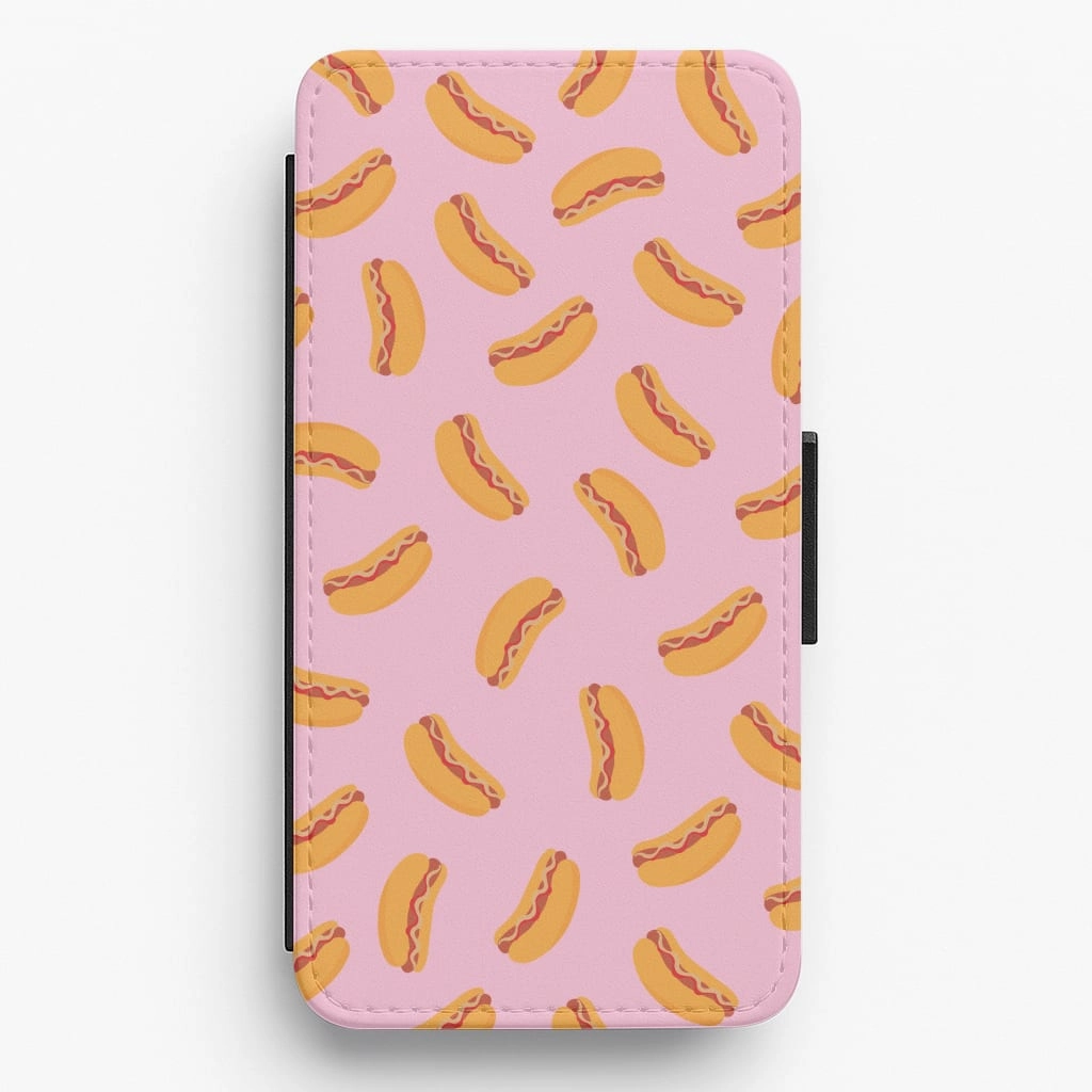 Rugged Texture Design Hot Dogs - Fast Food Patterns Flip / Wallet Phone Case