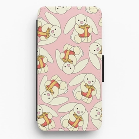 Desk Companion Bunny Present Pattern Flip / Wallet Phone Case