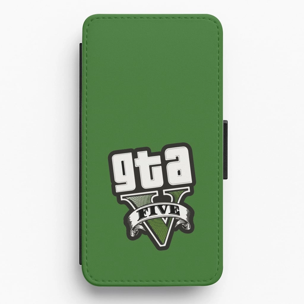 Green Five - Video Game Flip / Wallet Phone Case Sleek Surface Minimal Detail Texture