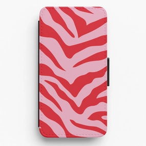 Rugged Build Texture Pink Zebra - Animal Patterns Flip / Wallet Phone Case
