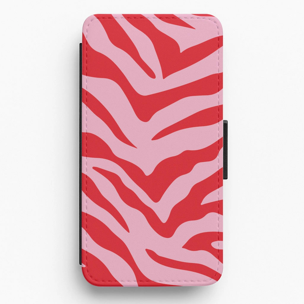 Rugged Build Texture Pink Zebra - Animal Patterns Flip / Wallet Phone Case