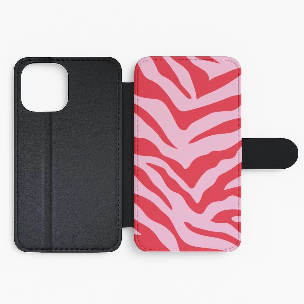 Shockproof Frame Pink Zebra - Animal Patterns Flip / Wallet Phone Case