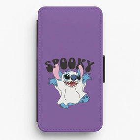 Spooky Cute Blue Alien Flip / Wallet Phone Case Minimal Build Texture
