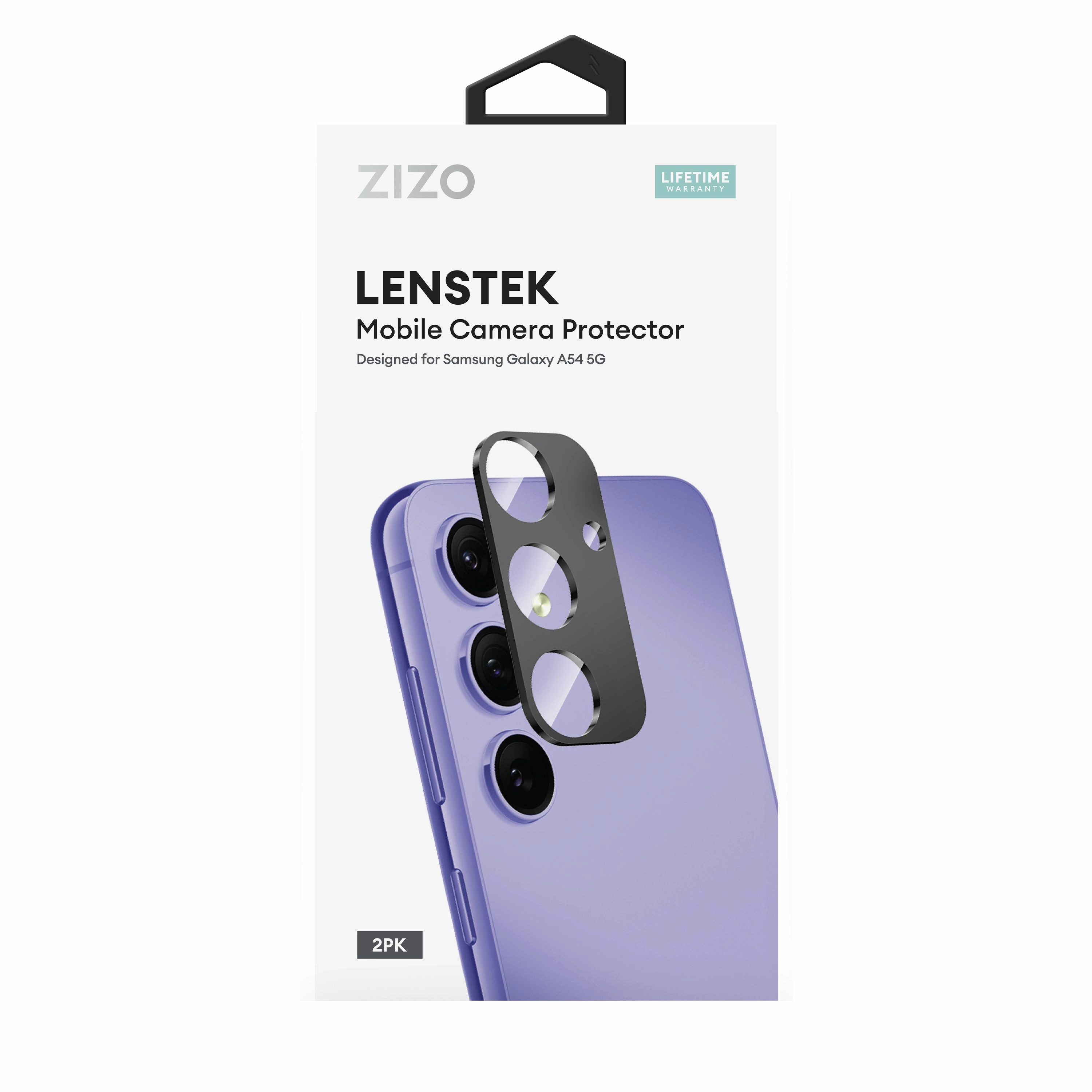 ZIZO LensTek Galaxy A54 5G Camera Lens Protector (2 Pack) - Black Hybrid Grip
