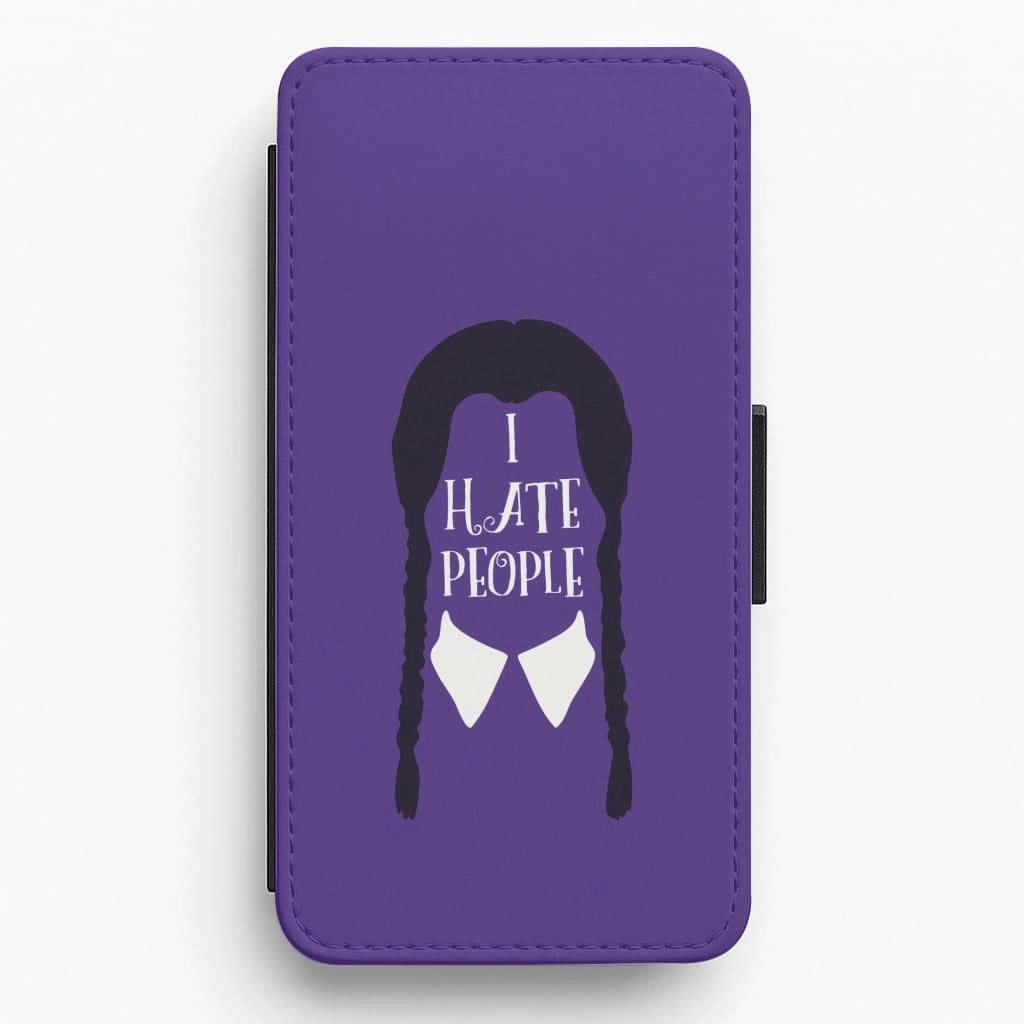 I Hate People Flip / Wallet Phone Case Simple Finish Minimal Detail