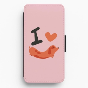 Artistic Design Protective Detailing Edge I love Dachshunds Flip / Wallet Phone Case