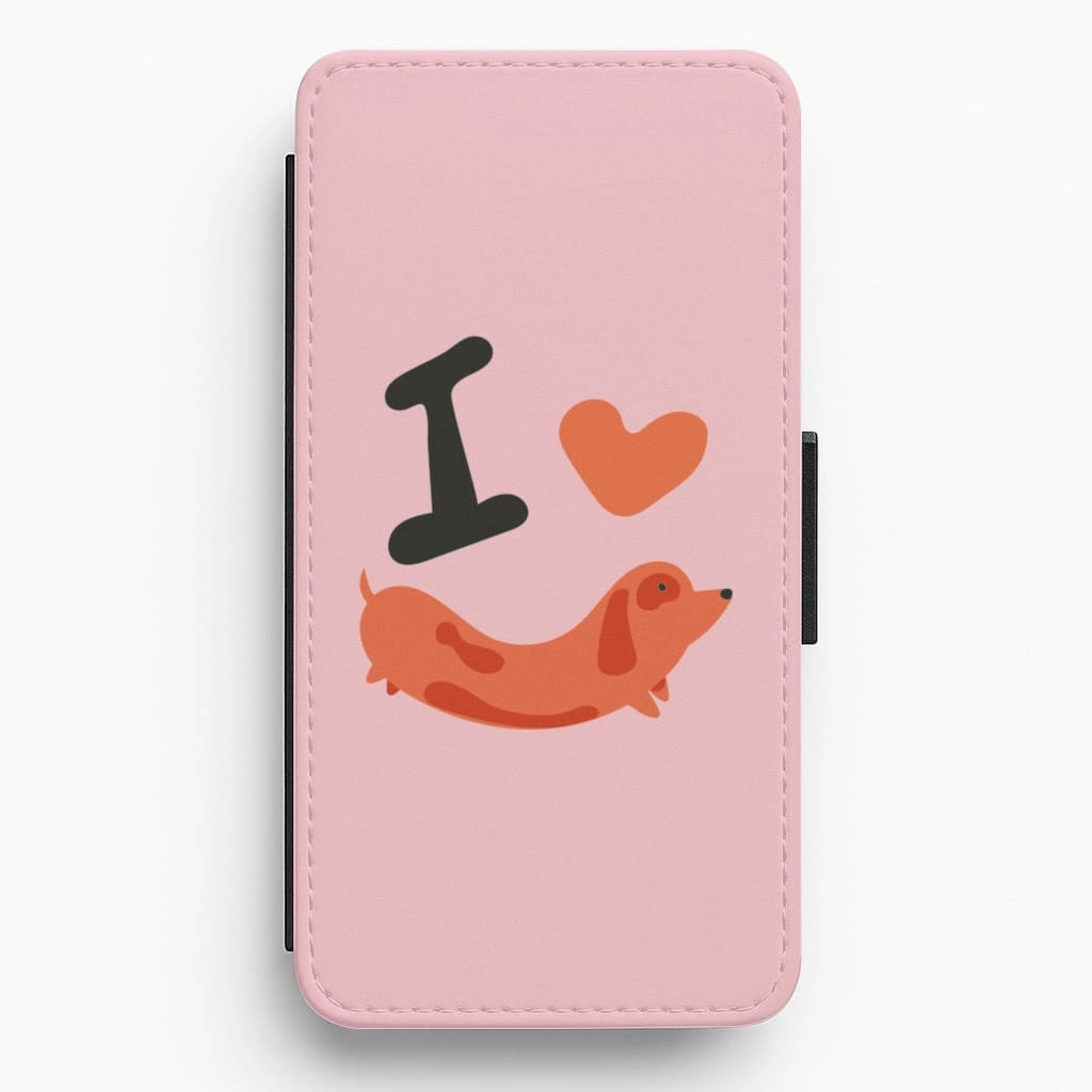 Artistic Design Protective Detailing Edge I love Dachshunds Flip / Wallet Phone Case