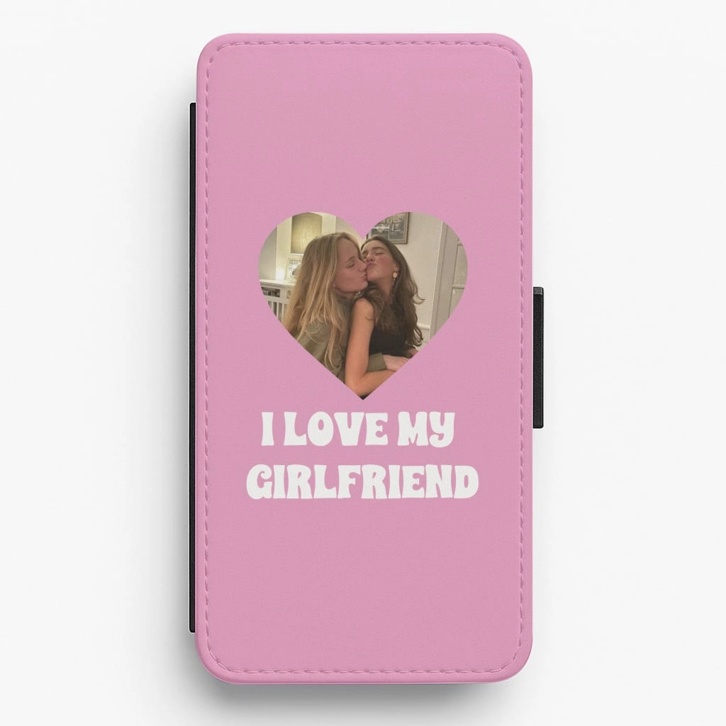 Rugged Pattern Texture Anti glare I Love My Girlfriend - Personalised Couples Flip / Wallet Phone Case
