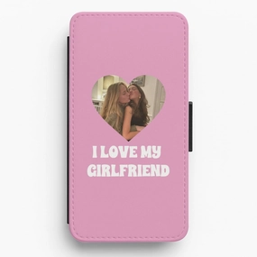 Rugged Pattern Texture Anti glare I Love My Girlfriend - Personalised Couples Flip / Wallet Phone Case