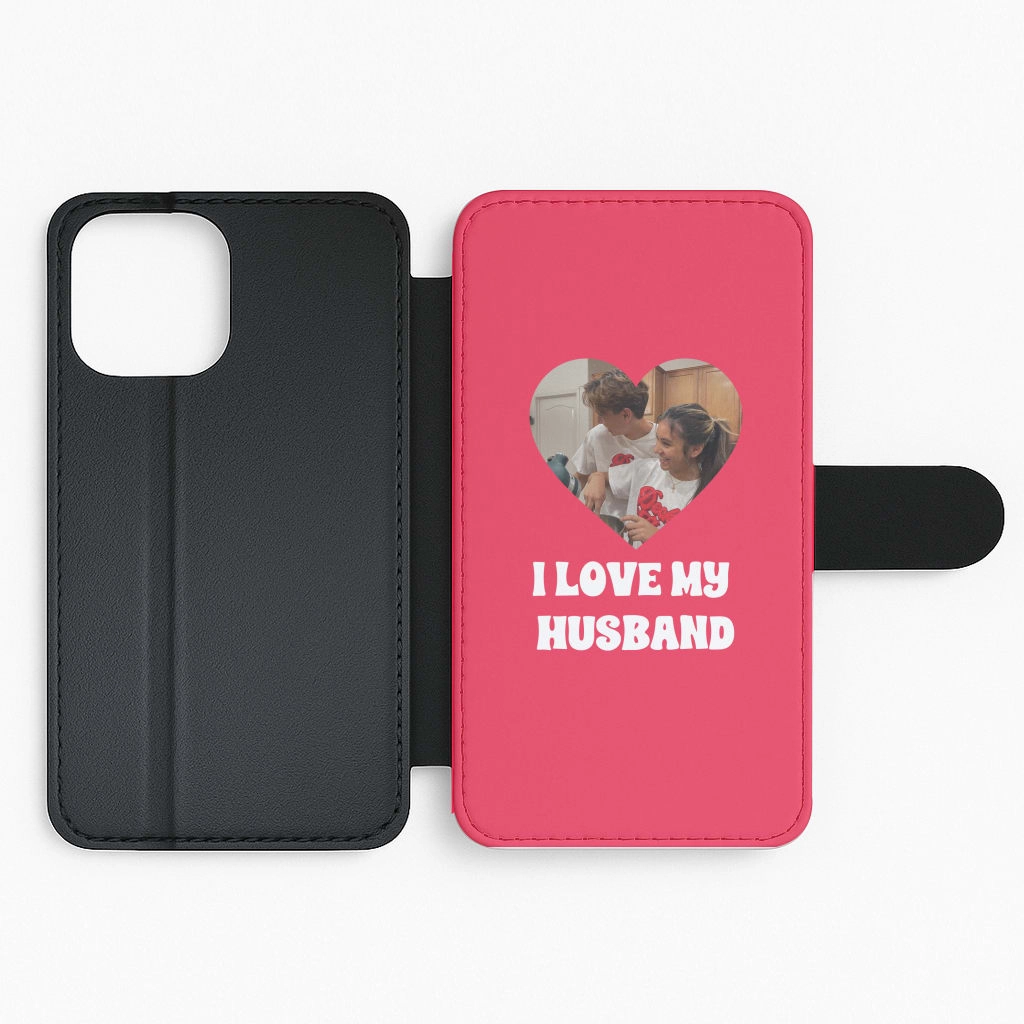 I Love My Husband - Personalised Couples Flip / Wallet Phone Case Glossy Finish Look Comfort Design