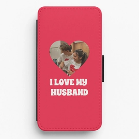 I Love My Husband - Personalised Couples Flip / Wallet Phone Case Durable Detail