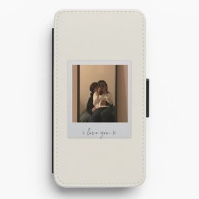 Protective Build Practical Look I Love You Polaroid - Personalised Couples Flip / Wallet Phone Case