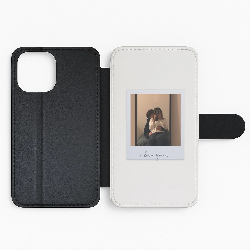 Shock Surface Layer I Love You Polaroid - Personalised Couples Flip / Wallet Phone Case