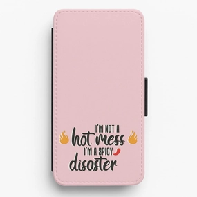 I'm A Spicy Disaster - Funny Quotes Flip / Wallet Phone Case Textured Finish Portable Accessory