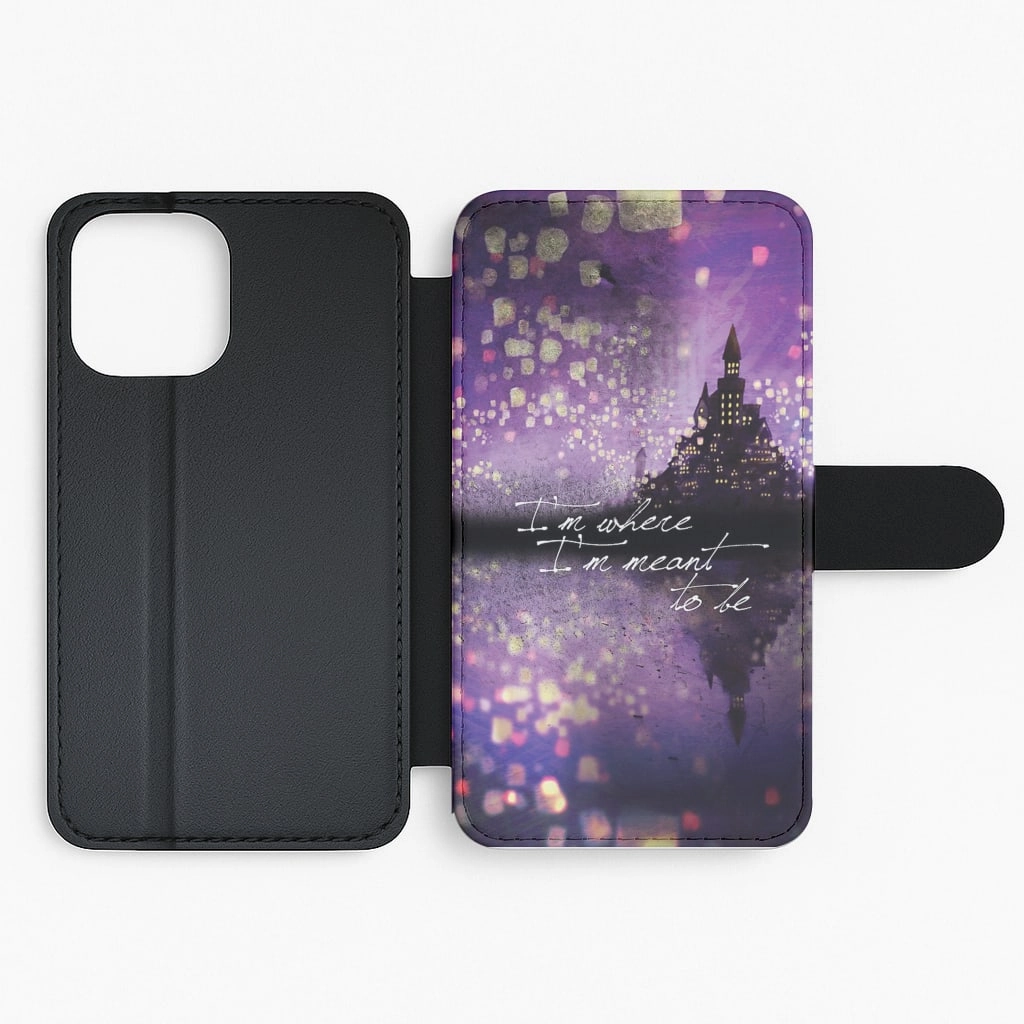 I'm Where I'm Meant To Be Tangled Flip / Wallet Phone Case Sleek Form Matte Texture Surface