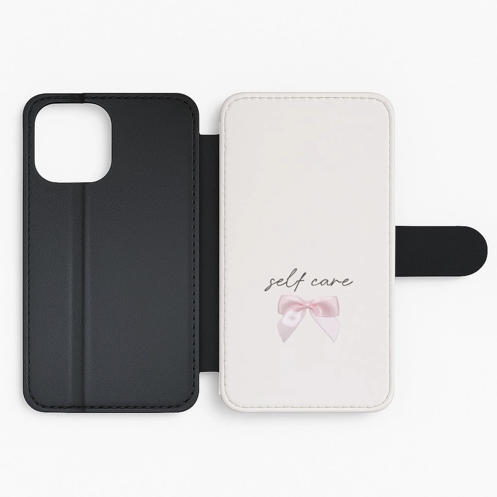 Self Care Flip / Wallet Phone Case Smooth Surface Layer Modern Grip