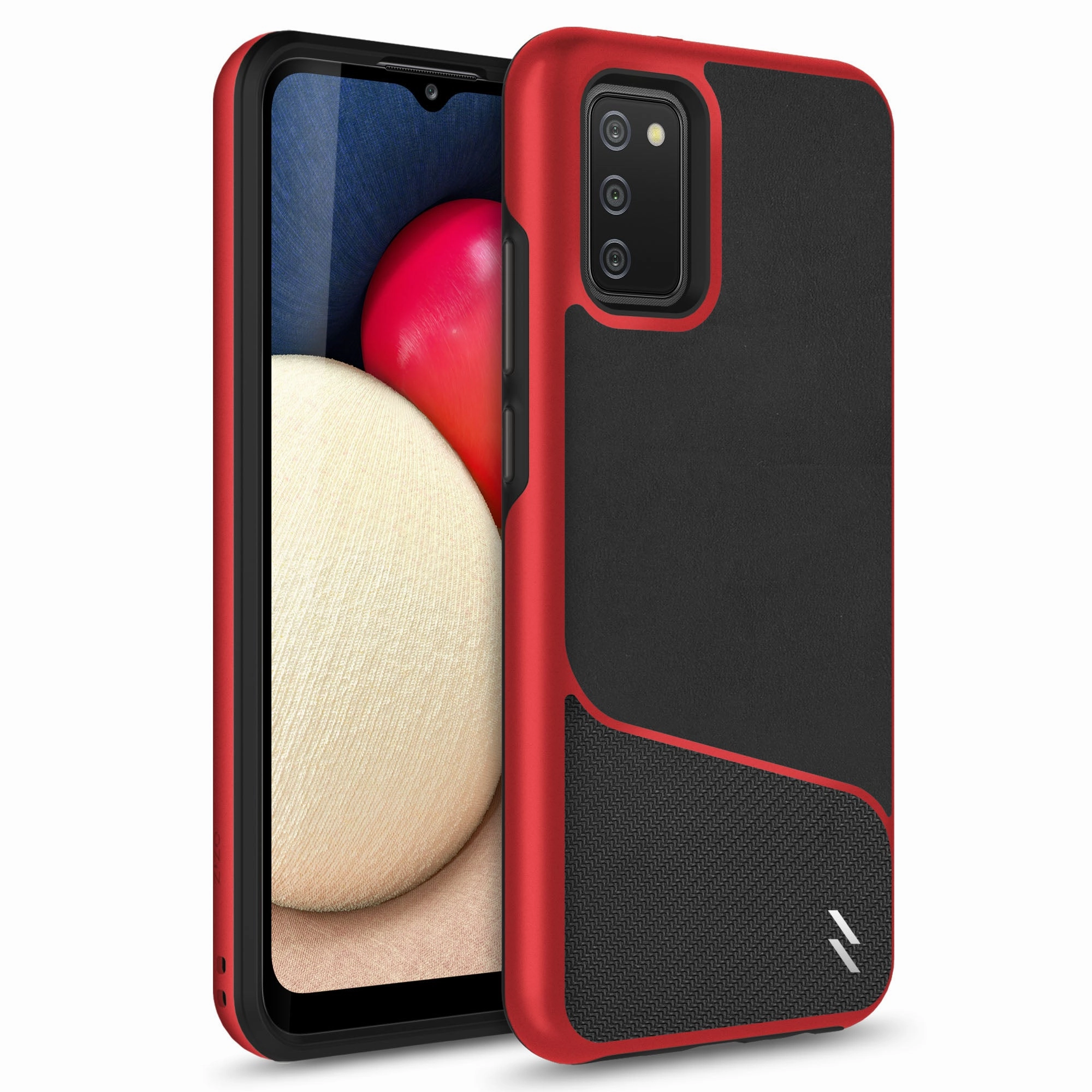 Matte Texture ZIZO DIVISION Series Galaxy A02s Case - Black & Red