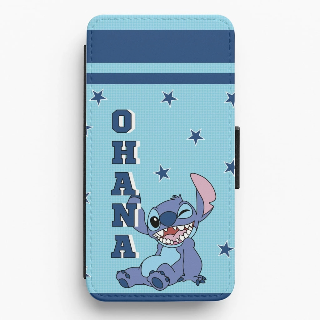 Blue Alien Ohana Flip / Wallet Phone Case Eco Friendly