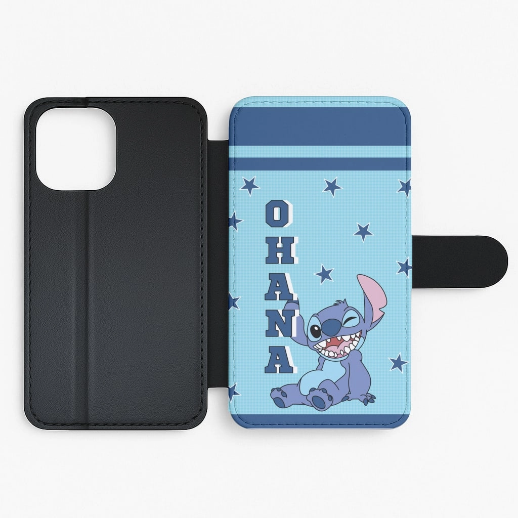 Blue Alien Ohana Flip / Wallet Phone Case Matte Coating