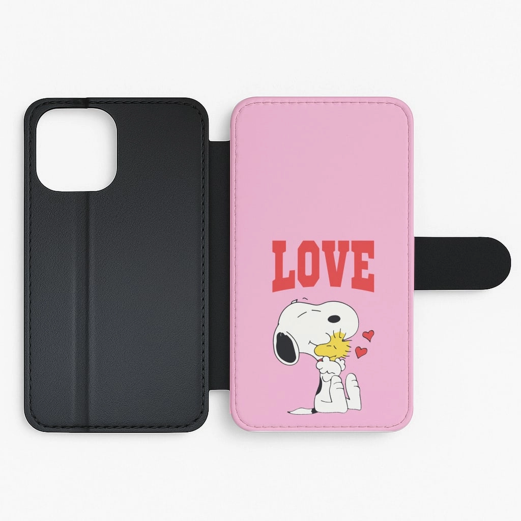Scratchproof Surface Soft Shield Love Cartoon Beagle  Flip / Wallet Phone Case