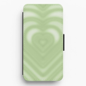 Drippy Love Heart Green Flip / Wallet Phone Case Vivid Finish