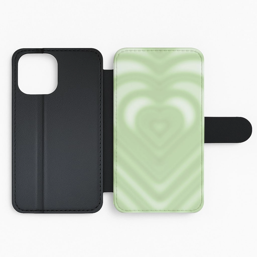 Drippy Love Heart Green Flip / Wallet Phone Case Premium Shield